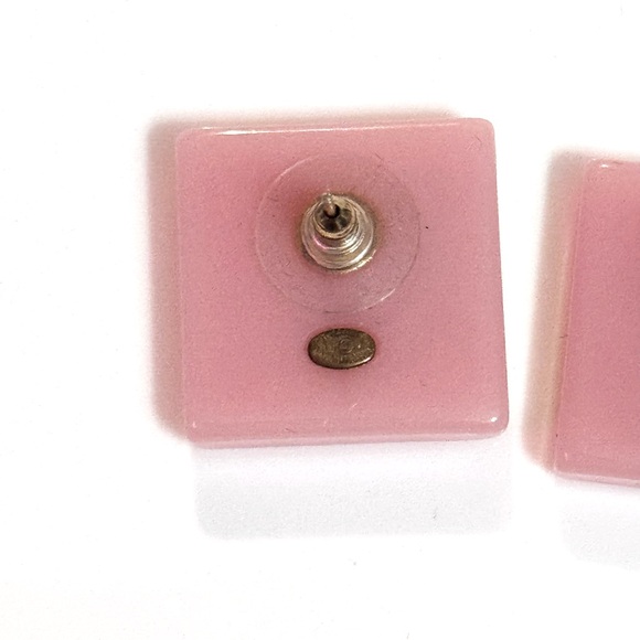 Pink Chanel Square Earrings - Picture 3 of 5